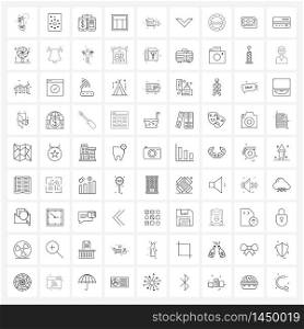 81 Editable Vector Line Icons and Modern Symbols of camera , slide, shopping, page, interface Vector Illustration