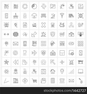 81 Editable Vector Line Icons and Modern Symbols of folder, sign, graph, add, plus Vector Illustration