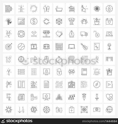 81 Interface Line Icon Set of modern symbols on bowl, shirt, city, fashion, arrow Vector Illustration