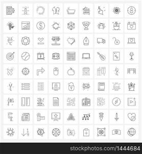 81 Interface Line Icon Set of modern symbols on bowl, shirt, city, fashion, arrow Vector Illustration