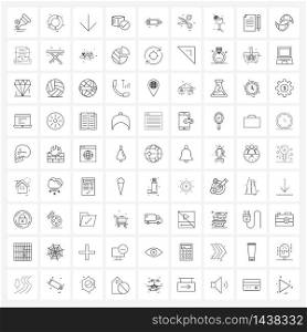 81 Interface Line Icon Set of modern symbols on charging, battery, arrow, pack, shipping Vector Illustration