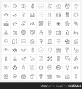81 Interface Line Icon Set of modern symbols on electrocardiogram, ecg, furniture, nail clipper, makeup Vector Illustration