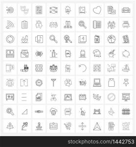 81 Interface Line Icon Set of modern symbols on heart, sweet, theater, candy, write Vector Illustration
