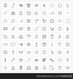 81 Interface Line Icon Set of modern symbols on map pointer, internet, tools, globe, screen Vector Illustration
