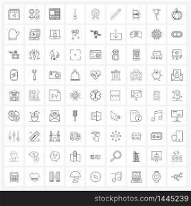 81 Interface Line Icon Set of modern symbols on medal, achievement, drawer, down, arrow Vector Illustration
