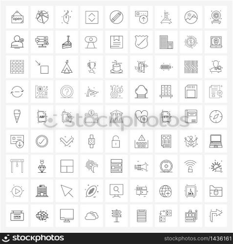 81 Interface Line Icon Set of modern symbols on stationary, pencil, mouse , down, interface Vector Illustration