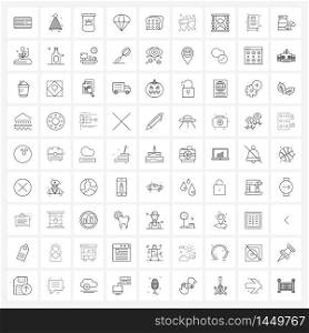 81 Universal Icons Pixel Perfect Symbols of food, parachute, cat food, balloon, air Vector Illustration