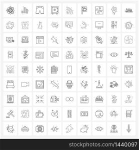 81 Universal Line Icon Pixel Perfect Symbols of Wi-Fi, security, graph, lock, cloths Vector Illustration