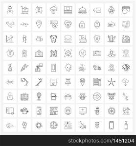 81 Universal Line Icons for Web and Mobile dish, dollar, font, money, cloud service Vector Illustration