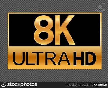 8K Ultra HD resolution icon for web and mobile