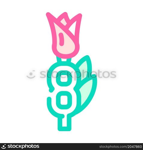 8th march women day holiday color icon vector. 8th march women day holiday sign. isolated symbol illustration. 8th march women day holiday color icon vector illustration