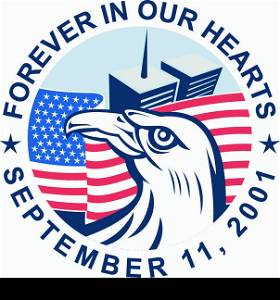 9/11 memorial american eagle flag twin towers