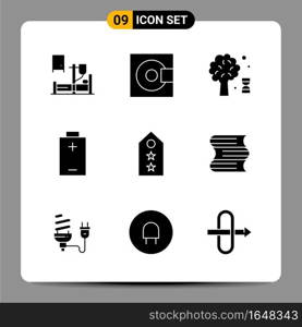 9 Black Icon Pack Glyph Symbols Signs for Responsive designs on white background. 9 Icons Set.. Creative Black Icon vector background