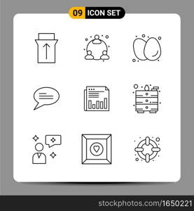 9 Black Icon Pack Outline Symbols Signs for Responsive designs on white background. 9 Icons Set.. Creative Black Icon vector background