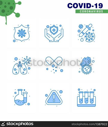 9 Blue Corona Virus pandemic vector illustrations medicines, drugs, medicine, virus, anatomy viral coronavirus 2019-nov disease Vector Design Elements