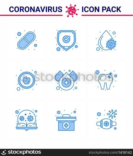 9 Blue Corona Virus pandemic vector illustrations water, blood, blood, healthy, apple viral coronavirus 2019-nov disease Vector Design Elements
