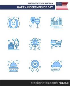 9 Blue Signs for USA Independence Day american  feather  bridge  adobe  tourism Editable USA Day Vector Design Elements