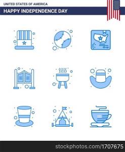 9 Blue Signs for USA Independence Day bbq  western  american  saloon  door Editable USA Day Vector Design Elements