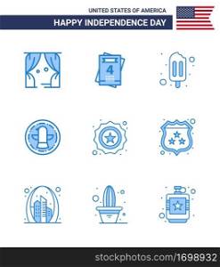 9 Blue Signs for USA Independence Day flag  security  popsicle  american  celebration Editable USA Day Vector Design Elements