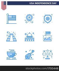 9 Blue Signs for USA Independence Day madison; usa; shield; landmark; american Editable USA Day Vector Design Elements