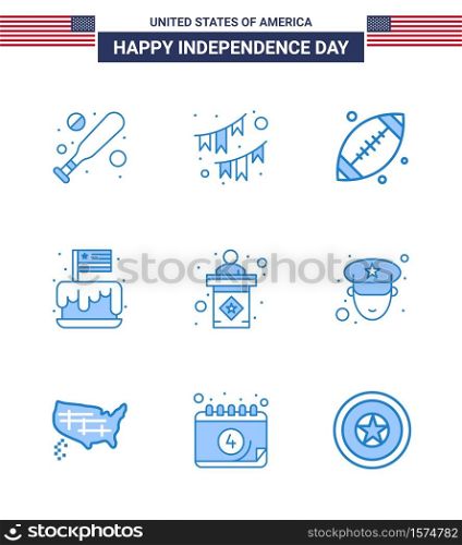 9 Blue Signs for USA Independence Day usa; party; ball; independence; festival Editable USA Day Vector Design Elements