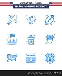 9 Blue Signs for USA Independence Day usa; party; ball; independence; festival Editable USA Day Vector Design Elements