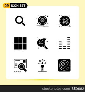 9 Creative Icons for Modern website design and responsive mobile apps. 9 Glyph Symbols Signs on White Background. 9 Icon Pack.. Creative Black Icon vector background