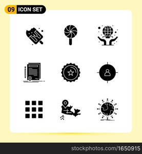 9 Creative Icons for Modern website design and responsive mobile apps. 9 Glyph Symbols Signs on White Background. 9 Icon Pack.. Creative Black Icon vector background