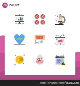 9 Creative Icons Modern Signs and Symbols of adapter, love, ui, heart, research fund Editable Vector Design Elements