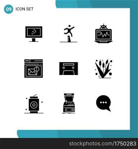 9 Creative Icons Modern Signs and Symbols of analog, page, laptop, mail, browser Editable Vector Design Elements