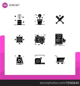 9 Creative Icons Modern Signs and Symbols of arrow, board, light, focus, bat Editable Vector Design Elements