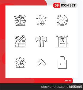 9 Creative Icons Modern Signs and Symbols of ax, management, home, growth, business Editable Vector Design Elements