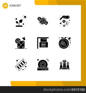 9 Creative Icons Modern Signs and Symbols of bar sign, food, global, juice, money saving Editable Vector Design Elements