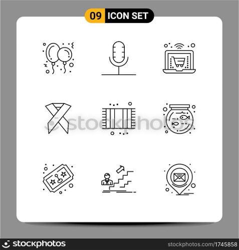 9 Creative Icons Modern Signs and Symbols of bathroom, solidarity, record, health, ribbon Editable Vector Design Elements
