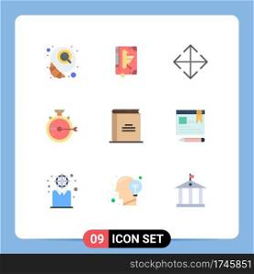 9 Creative Icons Modern Signs and Symbols of book, release, edict, optimization, launch Editable Vector Design Elements