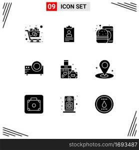 9 Creative Icons Modern Signs and Symbols of briefcase, movie, cv, film, food Editable Vector Design Elements
