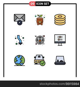 9 Creative Icons Modern Signs and Symbols of business, down, drink, direction, arrows Editable Vector Design Elements