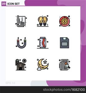 9 Creative Icons Modern Signs and Symbols of can, magnet, business, education, profit Editable Vector Design Elements