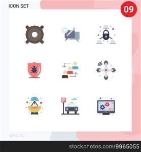 9 Creative Icons Modern Signs and Symbols of career, protection, communication, protect, bug Editable Vector Design Elements