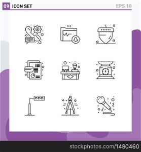 9 Creative Icons Modern Signs and Symbols of chat, debit, safe folder, credit, business Editable Vector Design Elements
