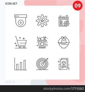 9 Creative Icons Modern Signs and Symbols of chicken, fast food, browser, shopping, delete Editable Vector Design Elements