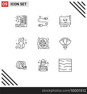 9 Creative Icons Modern Signs and Symbols of cinema, film, screen, woman, female Editable Vector Design Elements