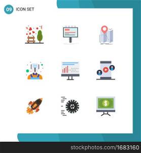 9 Creative Icons Modern Signs and Symbols of coding, professions, promo, man, navigation Editable Vector Design Elements