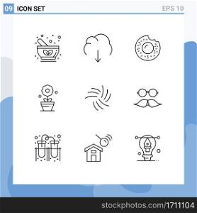9 Creative Icons Modern Signs and Symbols of coin, flower, multimedia, growth, sweets Editable Vector Design Elements