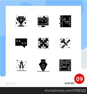 9 Creative Icons Modern Signs and Symbols of communication, snowflake, contacts, snow,"e Editable Vector Design Elements