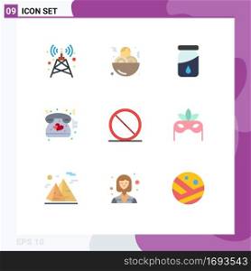 9 Creative Icons Modern Signs and Symbols of costume, remove, drug, cancel, wedding Editable Vector Design Elements