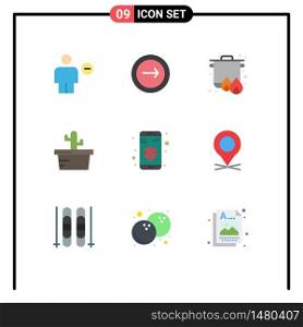 9 Creative Icons Modern Signs and Symbols of data, nature, mobile, cactus, cooker Editable Vector Design Elements