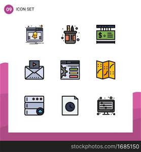 9 Creative Icons Modern Signs and Symbols of design, media, pot, mail, shopping Editable Vector Design Elements