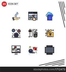 9 Creative Icons Modern Signs and Symbols of designing, setting, cloud, office, cog Editable Vector Design Elements