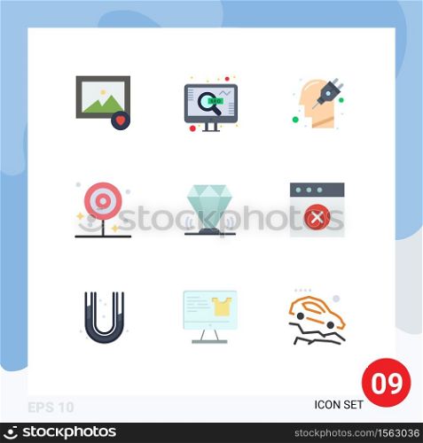 9 Creative Icons Modern Signs and Symbols of diamond, food, human, drink, breakfast Editable Vector Design Elements